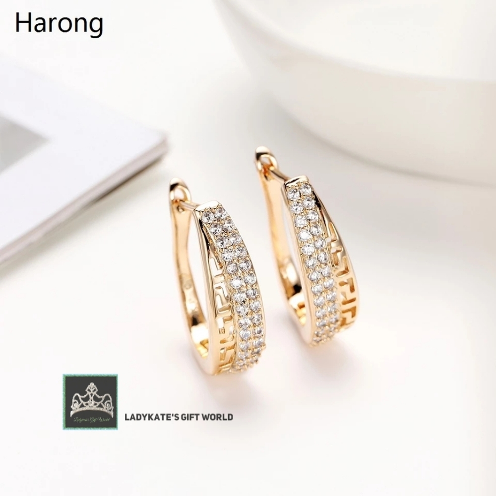 New Trendy Copper Zirconia Earrings For Women Stud